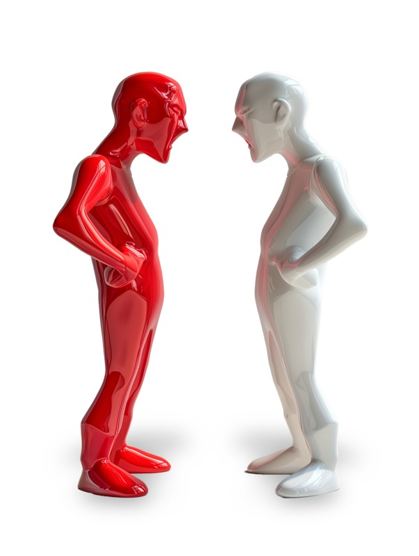 Home disagreeing red and white sculptures 800 wht